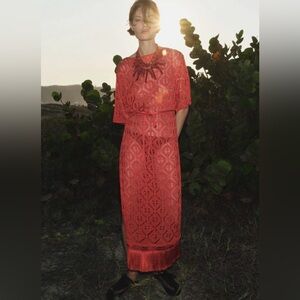 NWT ZARA LONG FRINGED OPEN KNIT TUNIC SIZE M